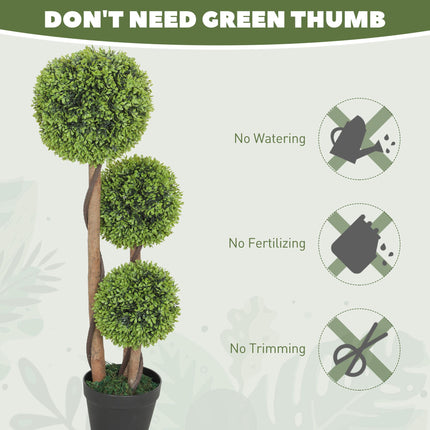 Decorative Artificial Trees Boxwood Ball Topiary Trees Set of 2 in Pot, Fake Plants for Home Indoor Outdoor Decor