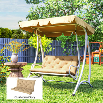 Two-Seater Bench Cushion with Tie Fastenings - Khaki