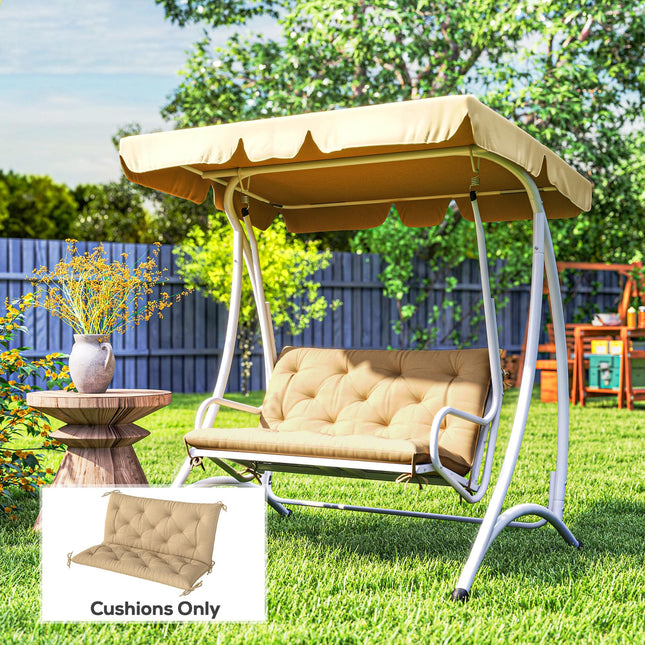 Two-Seater Bench Cushion with Tie Fastenings - Khaki
