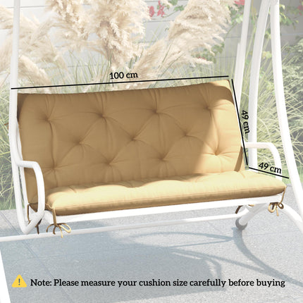 Two-Seater Bench Cushion with Tie Fastenings - Khaki