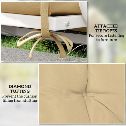Two-Seater Bench Cushion with Tie Fastenings - Khaki