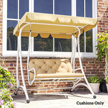 Two-Seater Bench Cushion with Tie Fastenings - Khaki