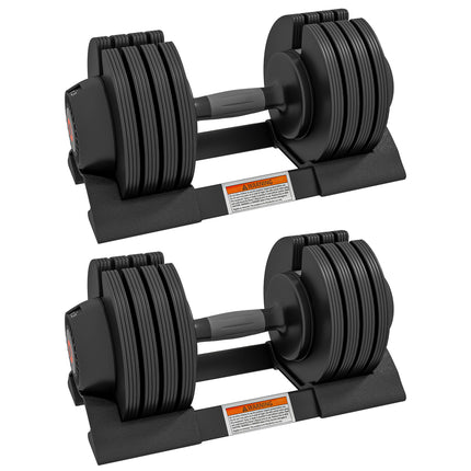 2 x 24KG Adjustable Dumbbells Set, 4-in-1 Weights Set with Storage Tray and Non-