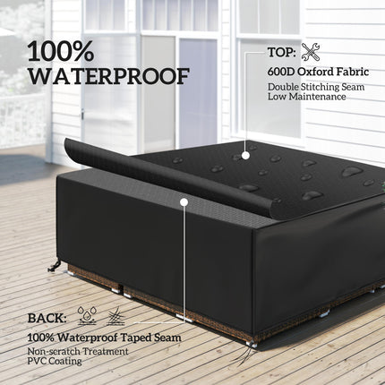 Large Waterproof Patio Furniture Set Cover 600D Oxford 230x230cm - Black