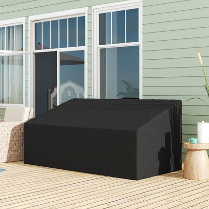 600D Oxford Cloth 3 Seater Sofa Furniture Cover Waterproof for Garden Patio - Black