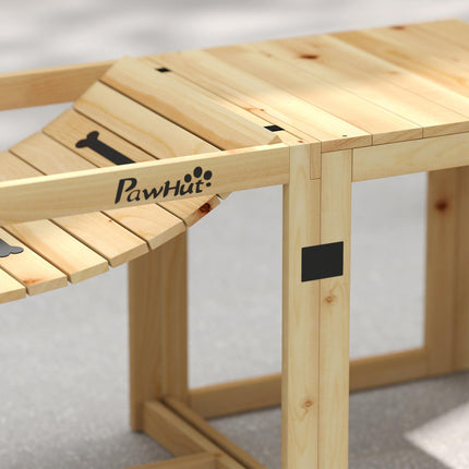 3 Pieces Wooden Dog Agility Training Equipment with Soft Bridge, Pause Platform and Pet Stair for Outdoor, Natural Wood