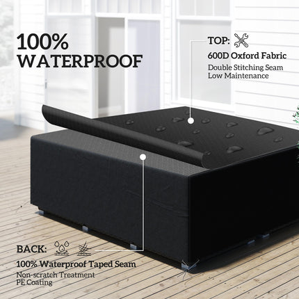 600D Oxford Waterproof Garden Sofa Cover Set 225x210x70cm - Black