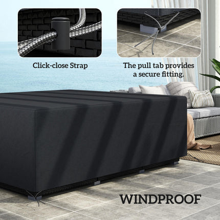 600D Oxford Waterproof Garden Sofa Cover Set 225x210x70cm - Black