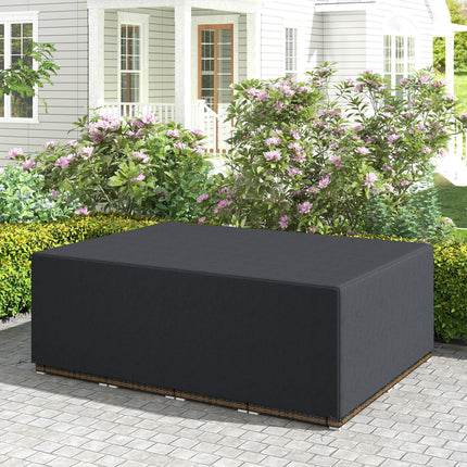 600D Oxford Waterproof Outdoor Sofa Set Cover with Pull Cords - Black