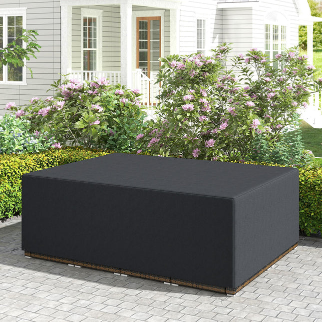 600D Oxford Waterproof Outdoor Sofa Set Cover with Pull Cords - Black