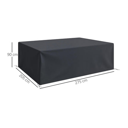600D Oxford Waterproof Outdoor Sofa Set Cover with Pull Cords - Black