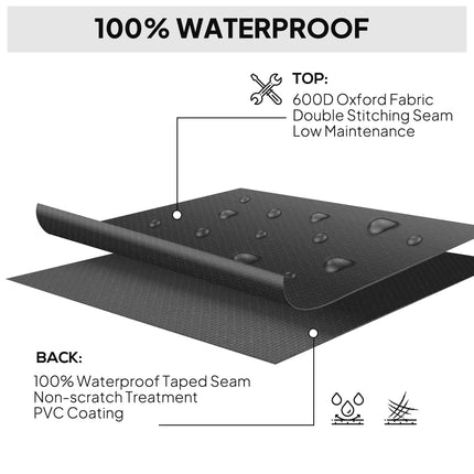600D Oxford Waterproof Outdoor Sofa Set Cover with Pull Cords - Black