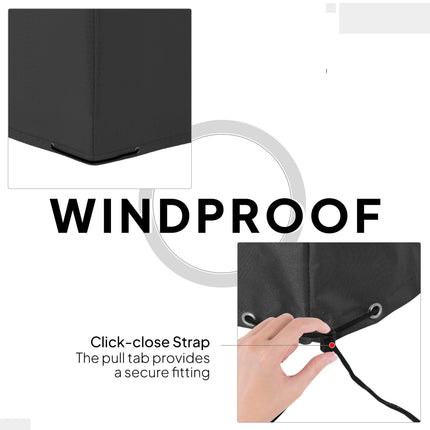 600D Oxford Waterproof Outdoor Sofa Set Cover with Pull Cords - Black