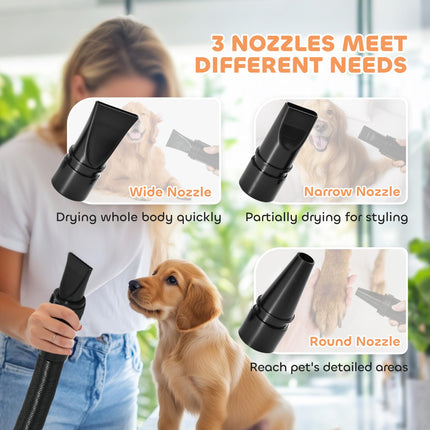 2200W Dog Hair Dryer with Auto Adjustable Temperature & Airflow, 3 Nozzles, Digi