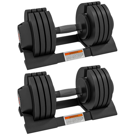 2 x 20KG Adjustable Dumbbells Set, 4-in-1 Weights Set with Storage Tray and Non-