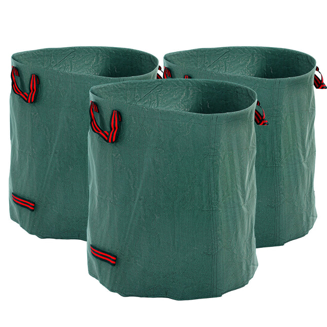 Set of 3 Heavy Duty 272L Foldable Garden Waste Bags - Green