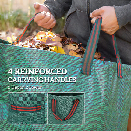 Set of 3 Heavy Duty 272L Foldable Garden Waste Bags - Green