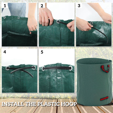 Set of 3 Heavy Duty 272L Foldable Garden Waste Bags - Green