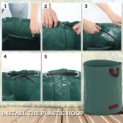 Set of 3 Heavy Duty 300L Garden Waste Bags with Handles - Green