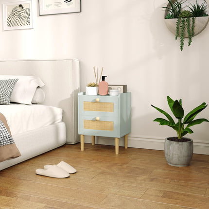 Bedroom Chest of Drawers, Boho Rattan Dresser with 2 Drawers, Storage Cabinet Fo