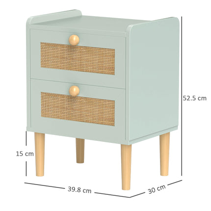 Bedroom Chest of Drawers, Boho Rattan Dresser with 2 Drawers, Storage Cabinet Fo