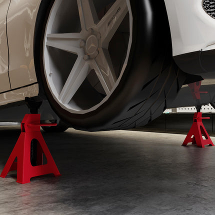 2 Ton Adjustable Axle Jack Stands 28-42.5 cm Height, Pack of 2 - Red