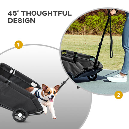 Pet Wagon Cart, Dog Stroller for Small Dogs and Cats with 4 Wheels, Safety Strap