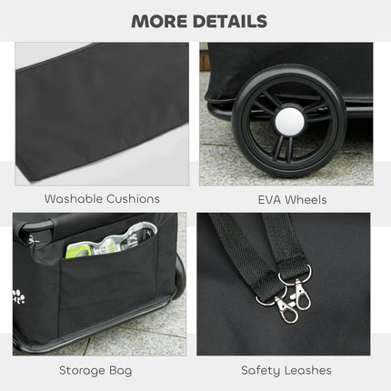 Pet Wagon Cart, Dog Stroller for Small Dogs and Cats with 4 Wheels, Safety Strap