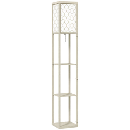 Three-Shelf Standing Lamp - Oak/White