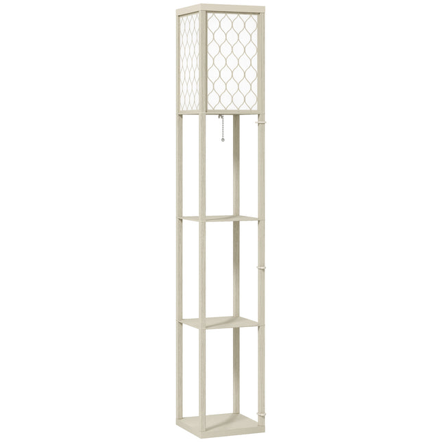 Three-Shelf Standing Lamp - Oak/White