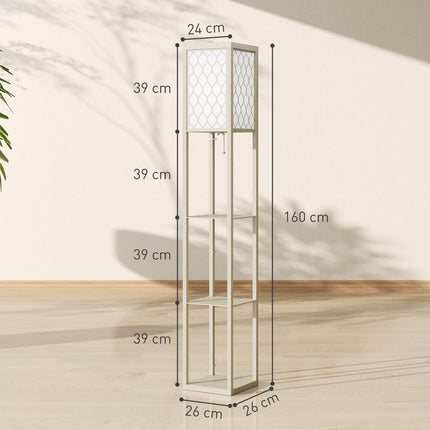 Three-Shelf Standing Lamp - Oak/White