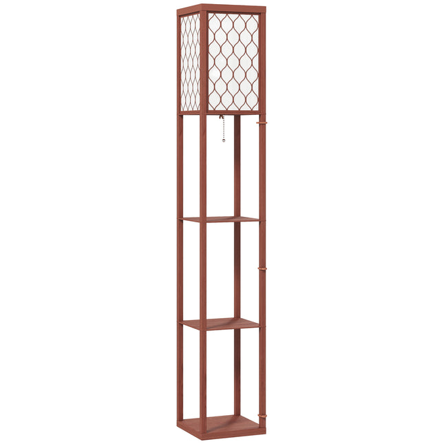Three-Shelf Standing Lamp - Brown/White