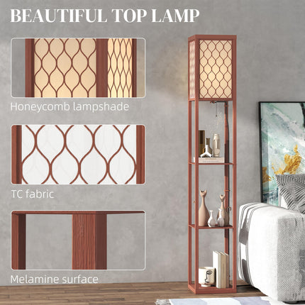 Three-Shelf Standing Lamp - Brown/White