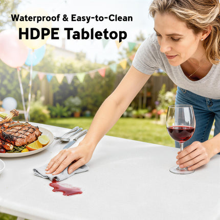 Portable 3 Piece Folding Picnic Table and Bench Set for Outdoor Use - White