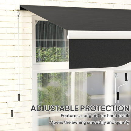 2 x 2.5m Garden Retractable Awning with Aluminium Frame - Black
