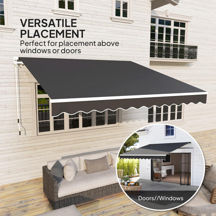3 Metre Manual Retractable Garden Awning with Aluminium Frame - Black