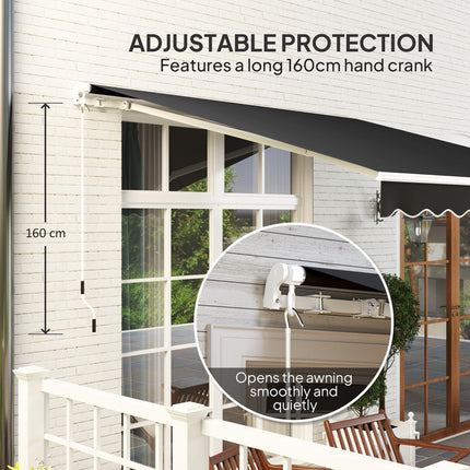 3 Metre Manual Retractable Garden Awning with Aluminium Frame - Black
