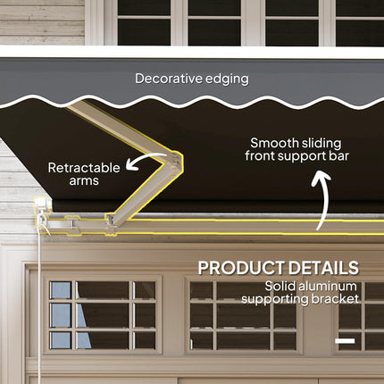 3 Metre Manual Retractable Garden Awning with Aluminium Frame - Black