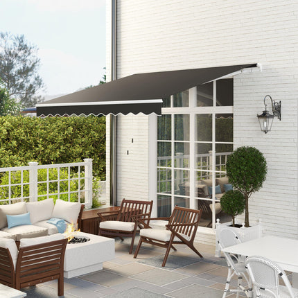 3 Metre Manual Retractable Garden Awning with Aluminium Frame - Black