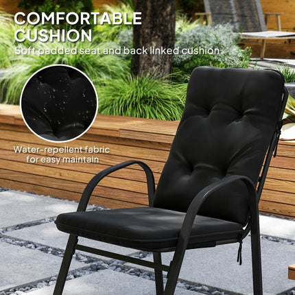 Seven-Piece Garden Dining Set with Cushions - Black