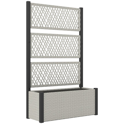 Garden Planter Box with Trellis, Liner for Climbing Plants, Vegetables, Flowers, Mixed-grey
