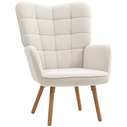 Modern Accent Chair, Upholstered High Back Armchair with Tufted Wingback, Seat P