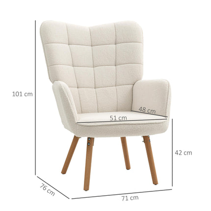 Modern Accent Chair, Upholstered High Back Armchair with Tufted Wingback, Seat P