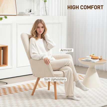 Modern Accent Chair, Upholstered High Back Armchair with Tufted Wingback, Seat P