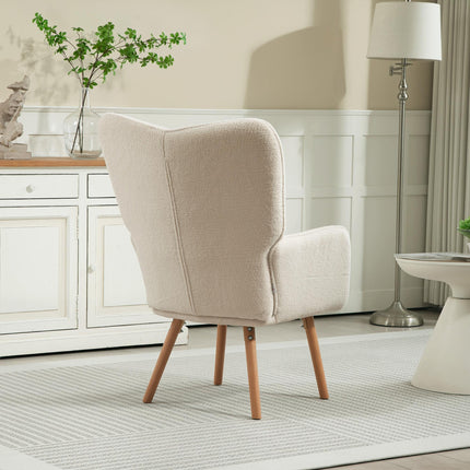 Modern Accent Chair, Upholstered High Back Armchair with Tufted Wingback, Seat P