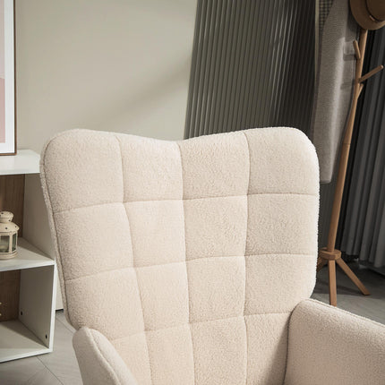 Modern Accent Chair, Upholstered High Back Armchair with Tufted Wingback, Seat P