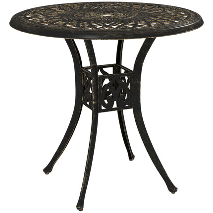 78 cm Round Garden Dining Table with Parasol Hole Bronze Cast Aluminium - Bronze Tone