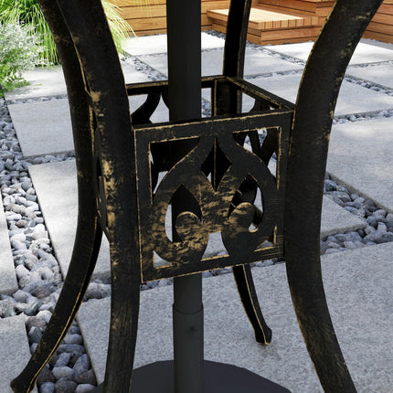 78 cm Round Garden Dining Table with Parasol Hole Bronze Cast Aluminium - Bronze Tone