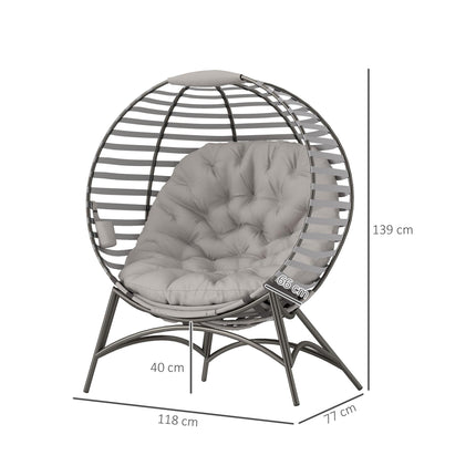 Egg Chair with Cushion & Side Pocket - Light Grey