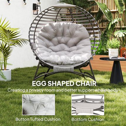 Egg Chair with Cushion & Side Pocket - Light Grey